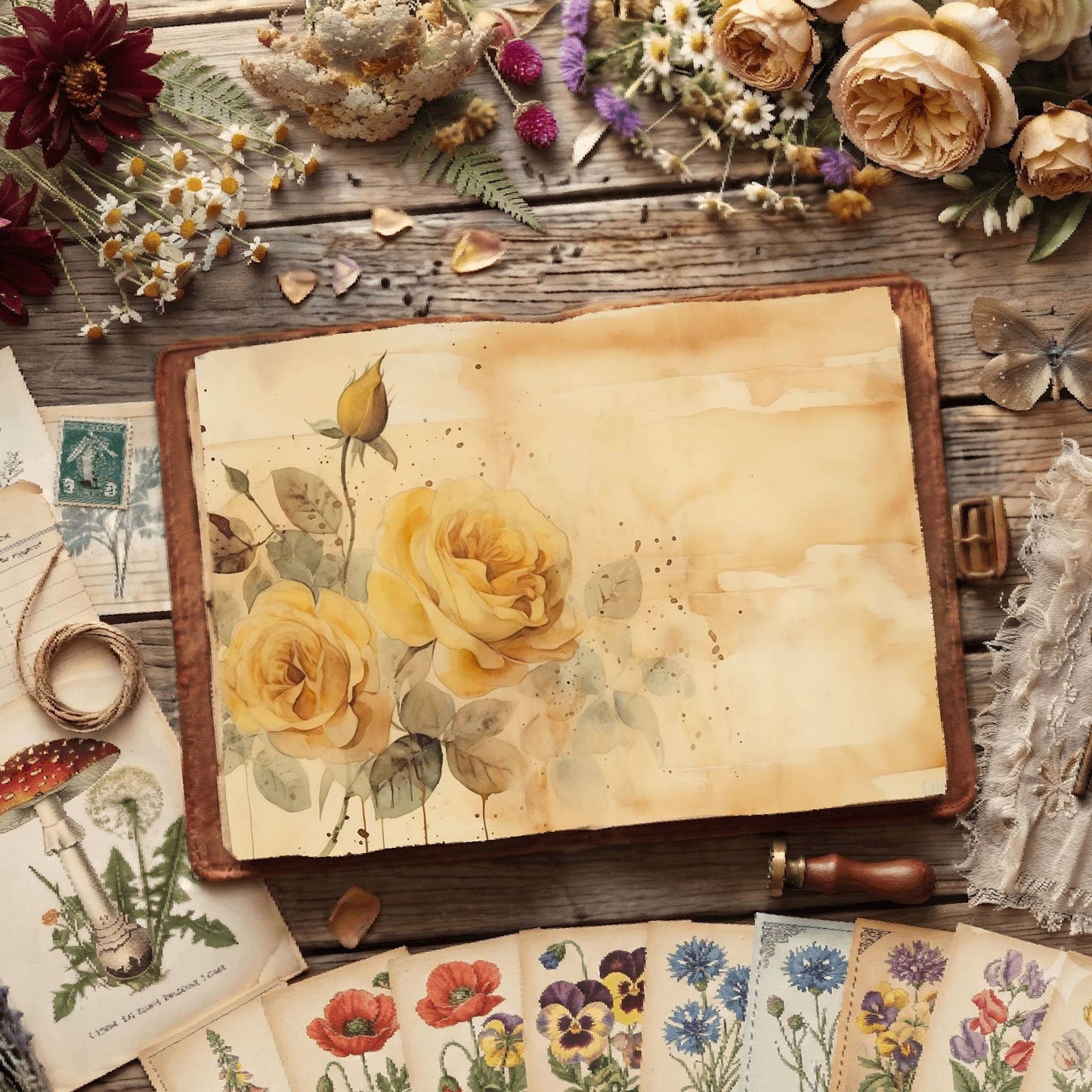 Yellow Roses Digital Papers