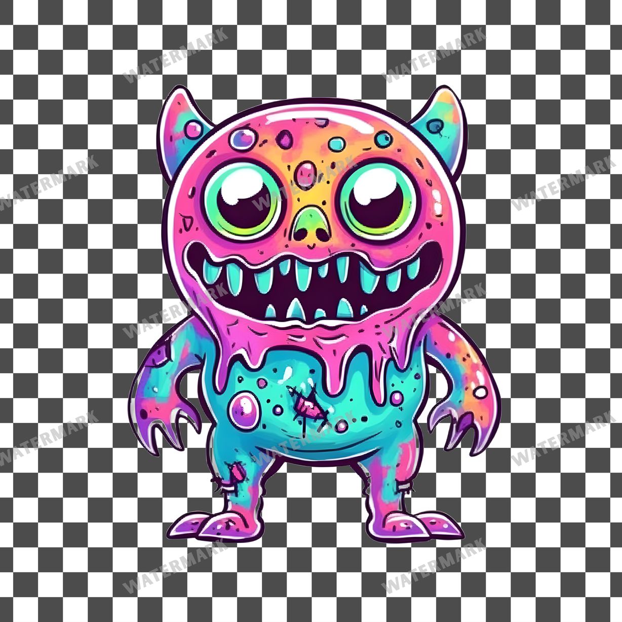 Zombie Kawaii Style Clipart Pngs