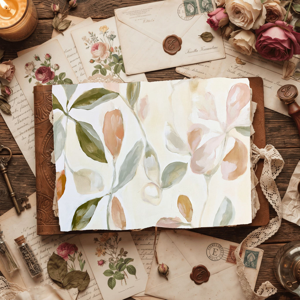 Abstract Botanical Leaves Painting