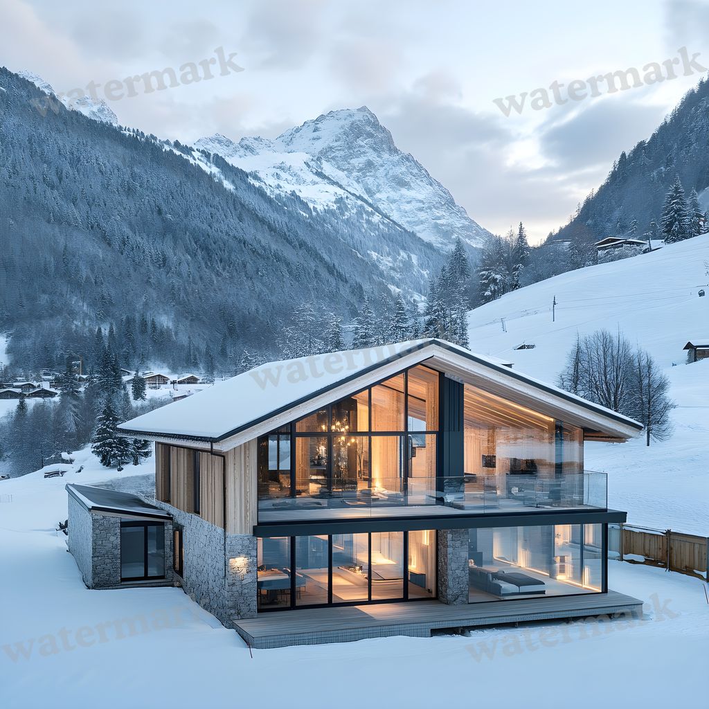 Alpine Ski Chalet Backdrop Images