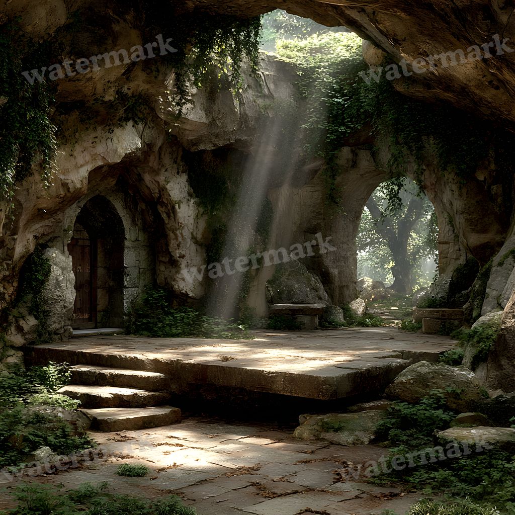 Ancient Stone Platform Cave Backdrop Images