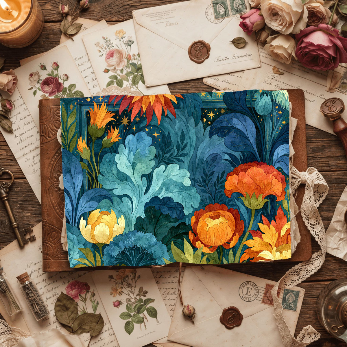 Celestial Botanical Frame Design