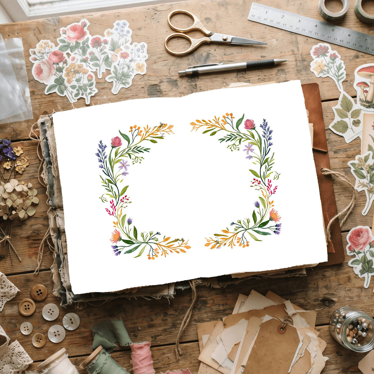Folk Art Watercolor Floral Pattern