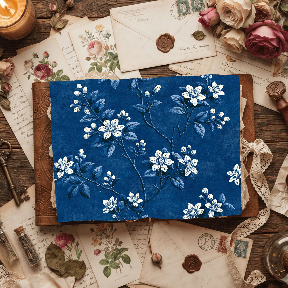 Indigo Floral Textile Pattern