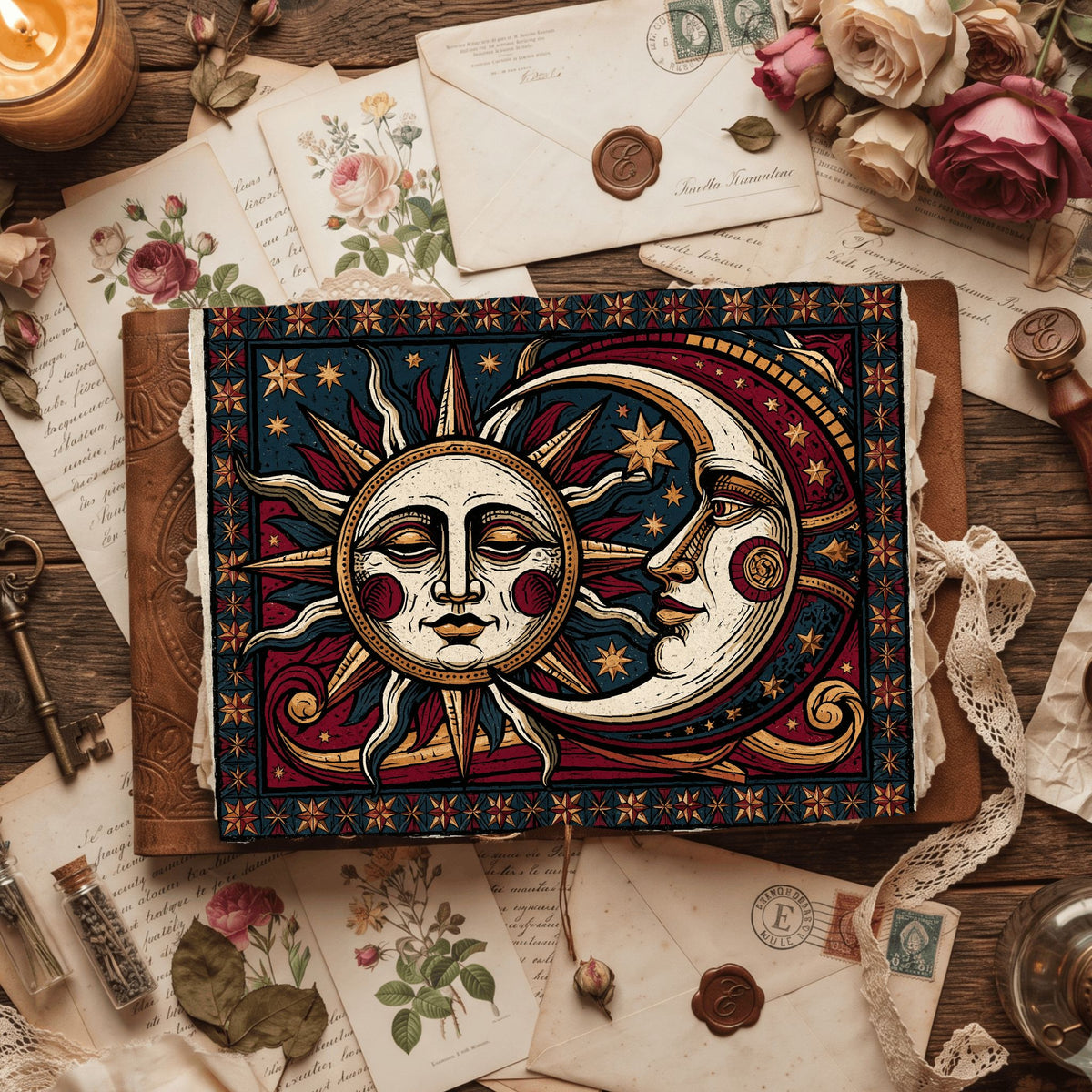 Medieval Celestial Sun & Moon