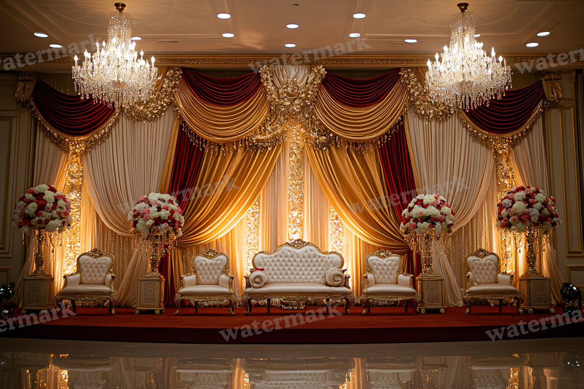 Opulent Wedding Ballroom digital photo backdrop for photo editing, preview 8