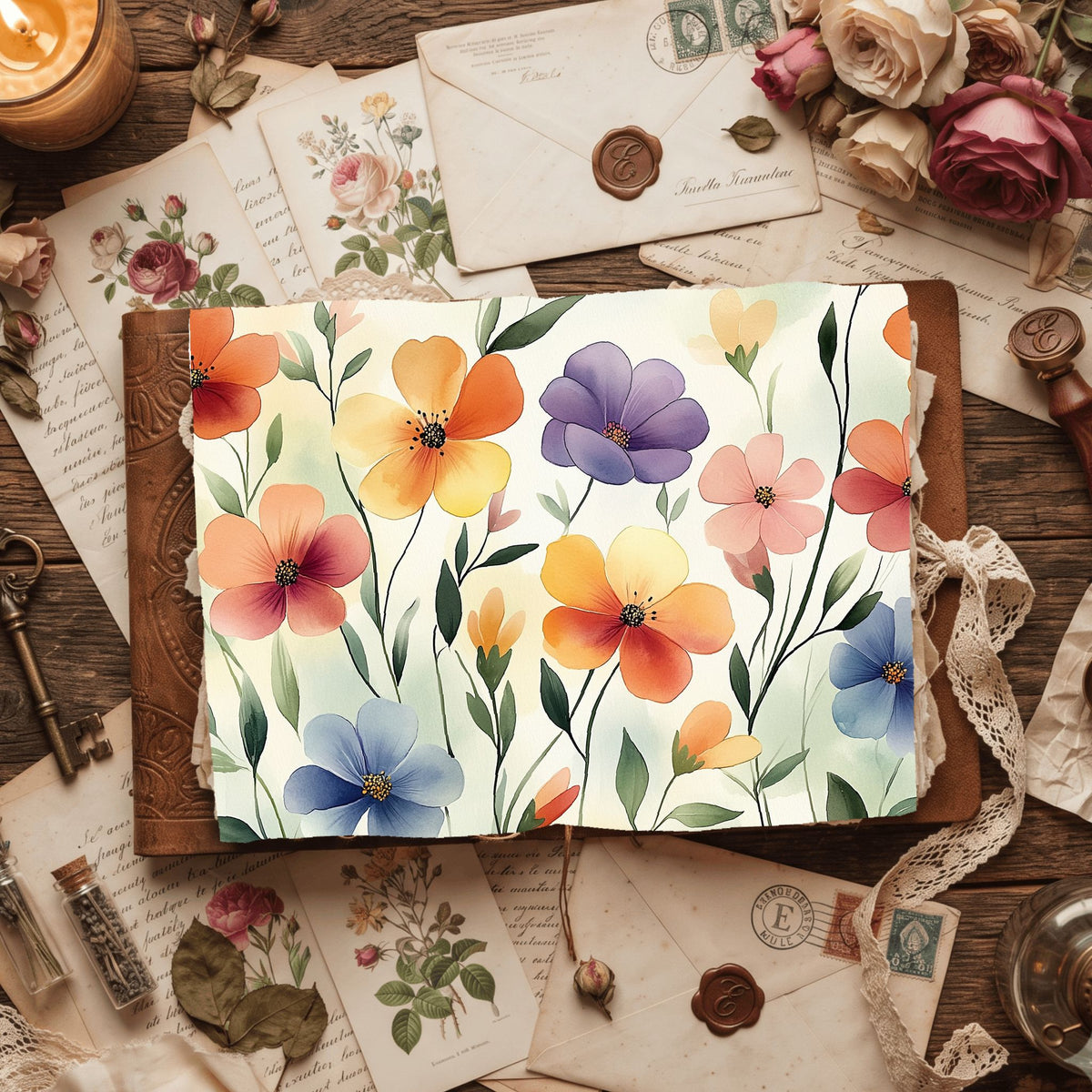 Pastel Botanical Floral Bloom Paper