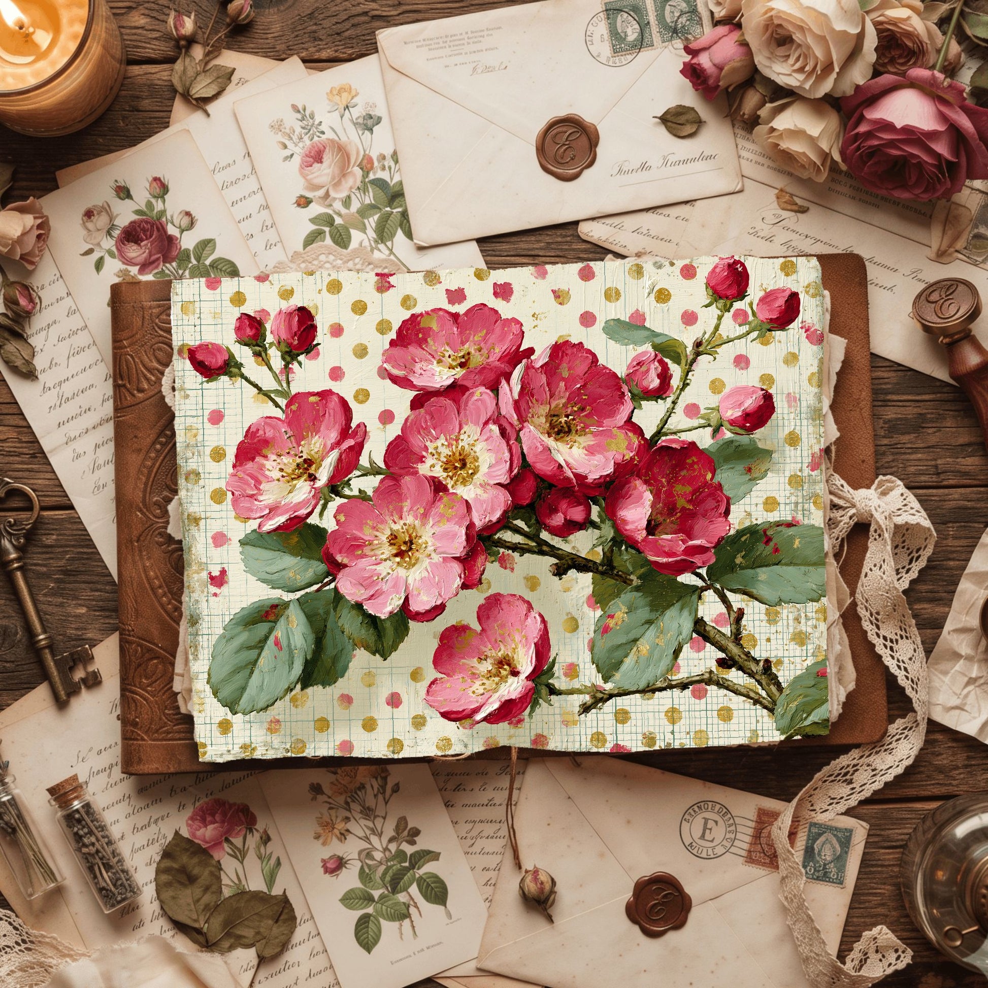 Pink & Gold Shabby Chic Journal Paper