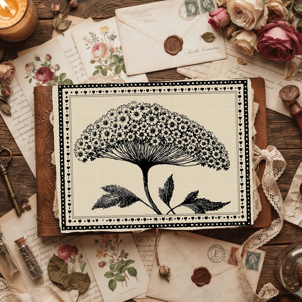 Primitive Cross Stitch Label Frame