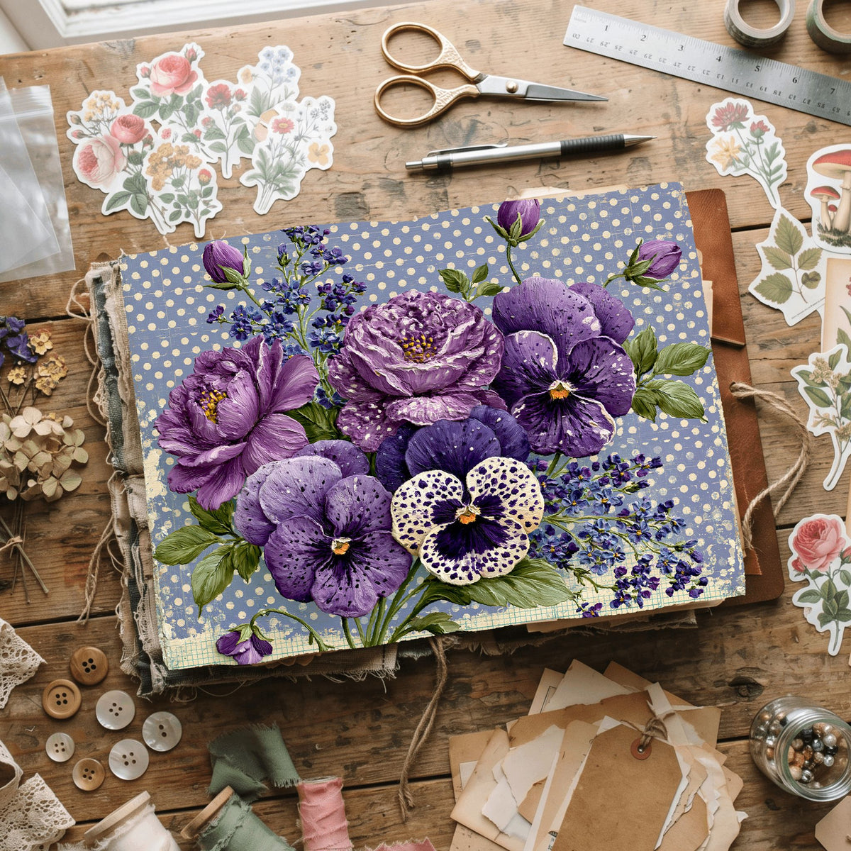 Purple Shabby Chic Journal Paper