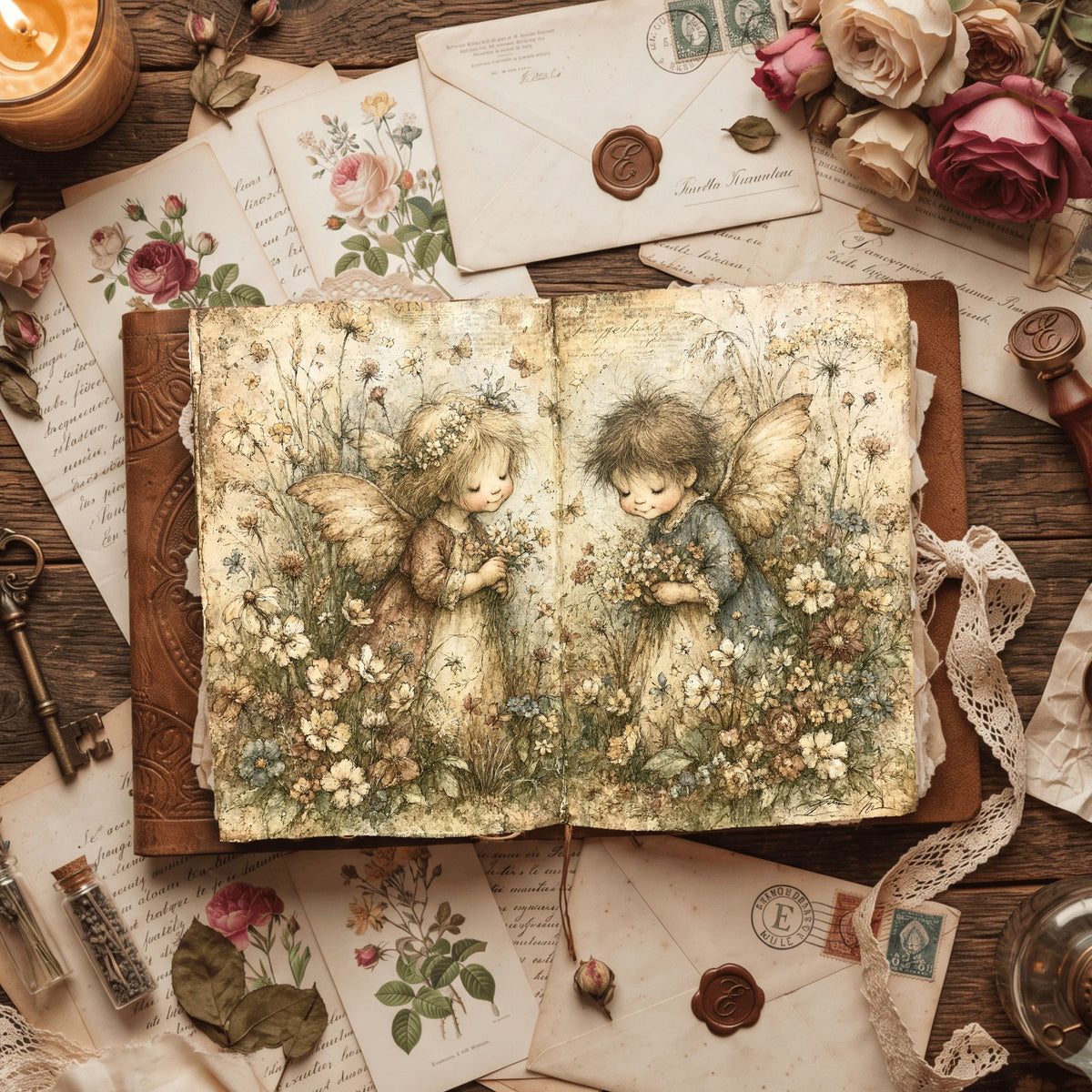 Rustic Angels & Wildflowers Journal Paper