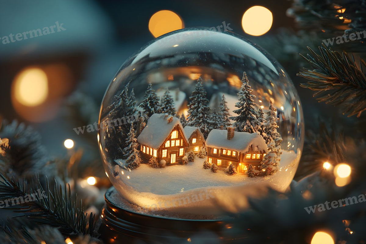 Snowy Snow Globe digital photo backdrop for photo editing, preview 8