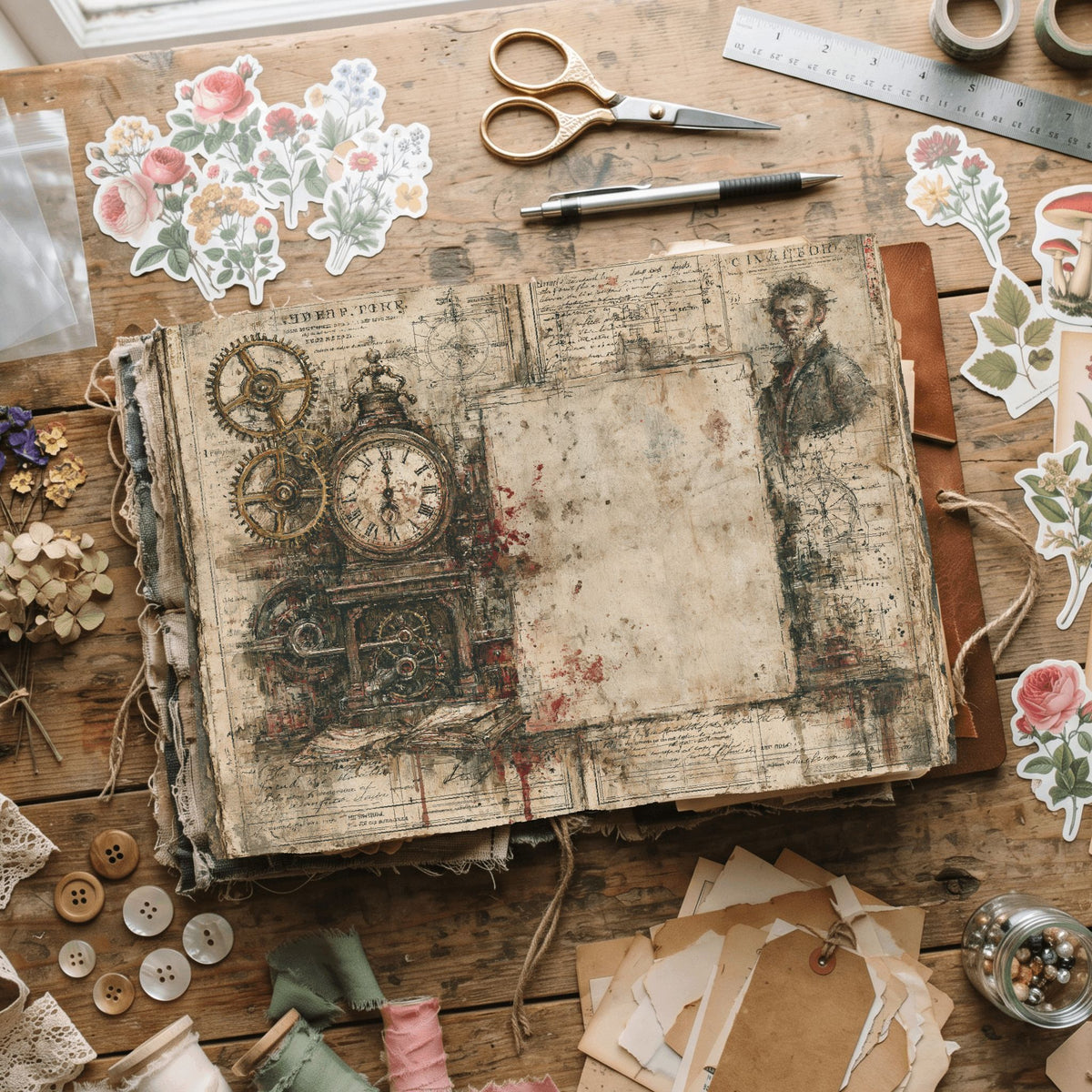 Steampunk Victorian Journal Paper