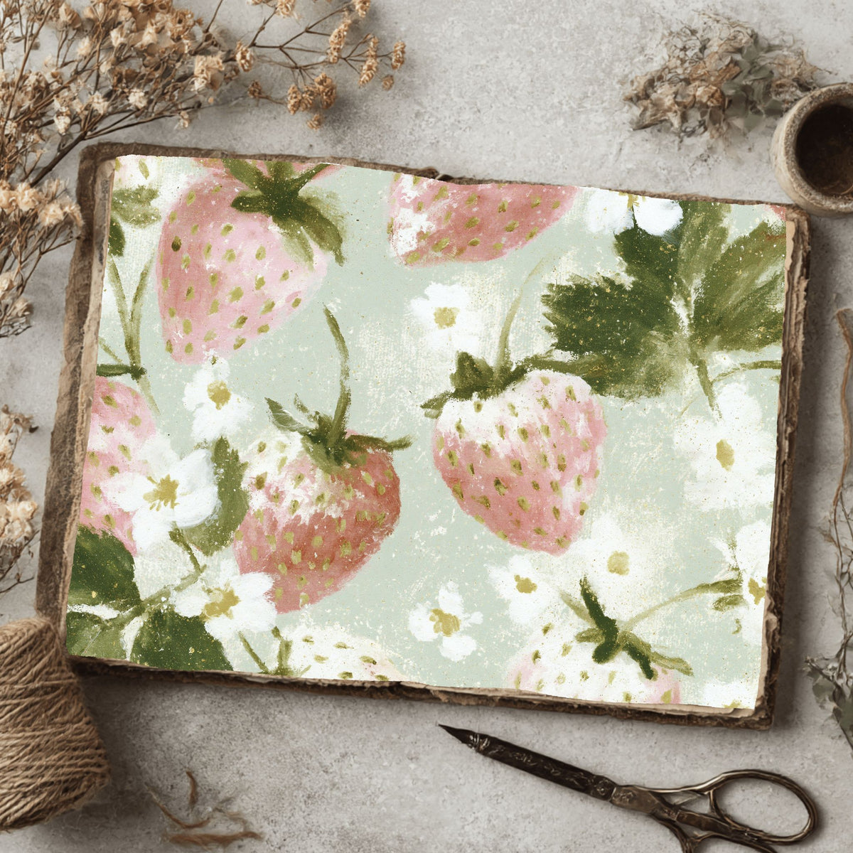 Strawberry Botanical Scrapbook Paper