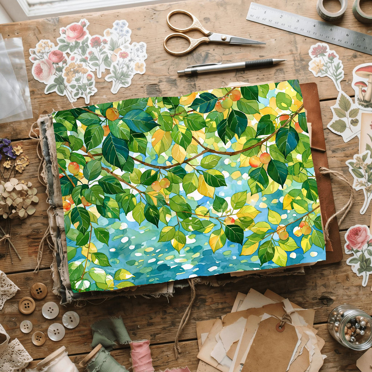 Sunlit Leaves Watercolor Texture
