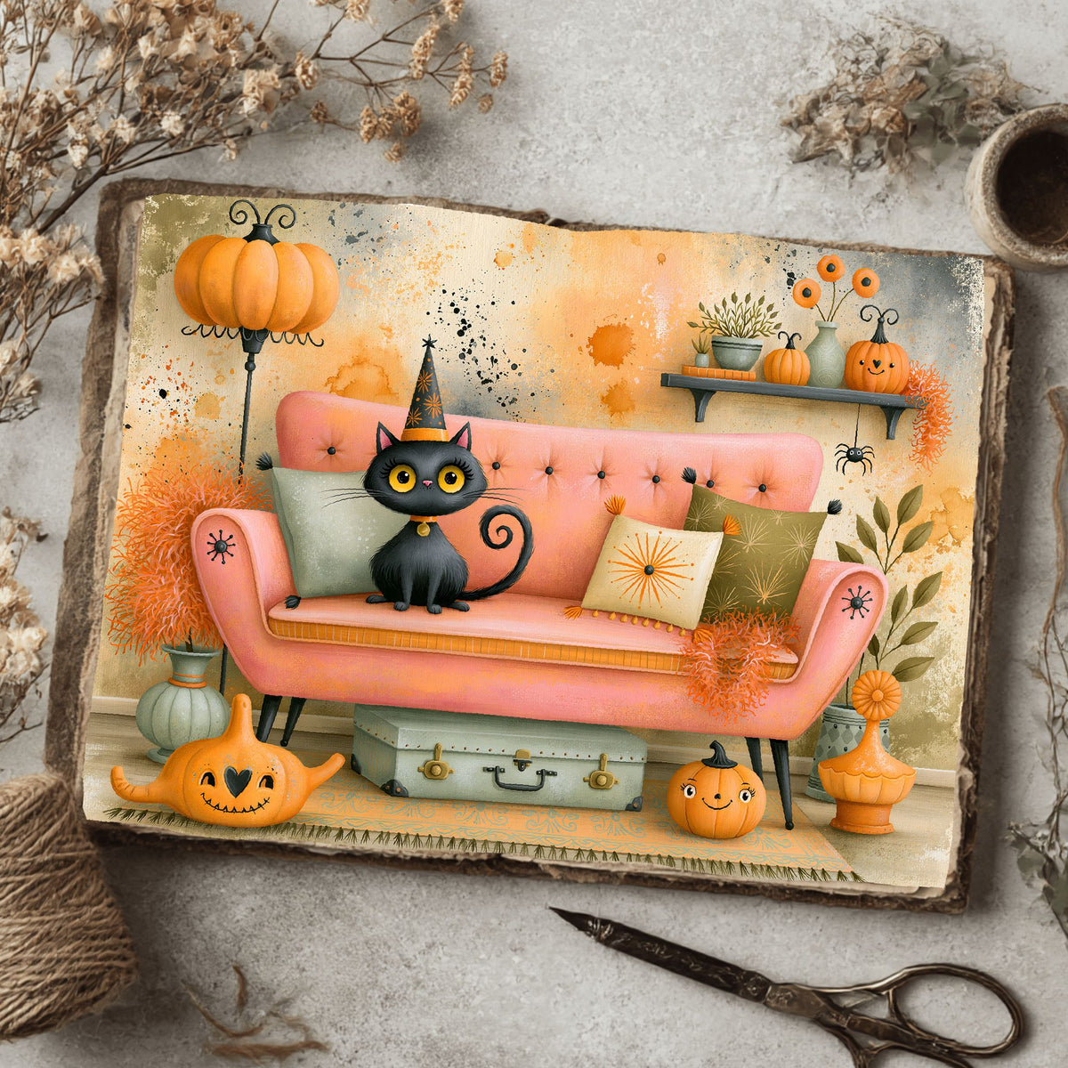 Vintage Halloween Ink & Gouache Art