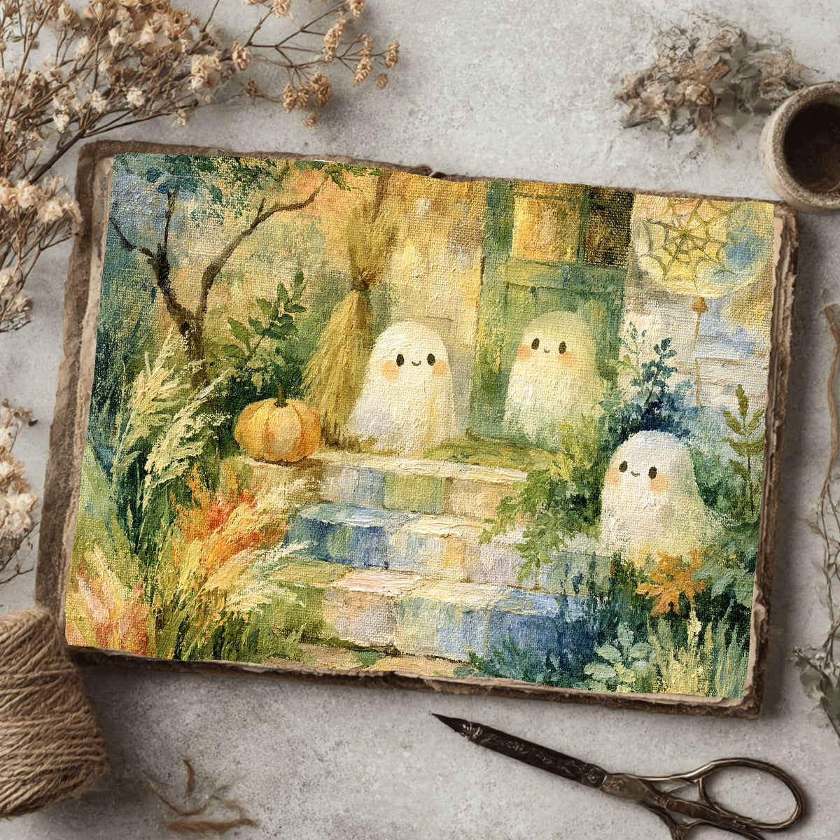 Vintage Halloween Oil Painting