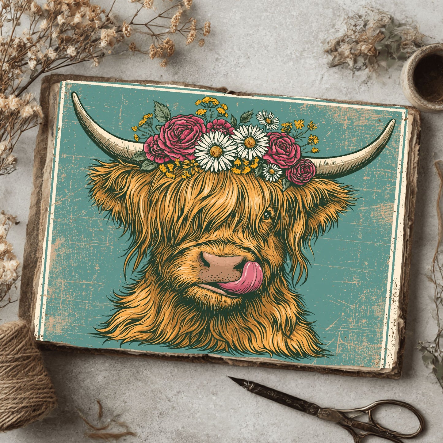 Vintage Highland Cow Tin Sign