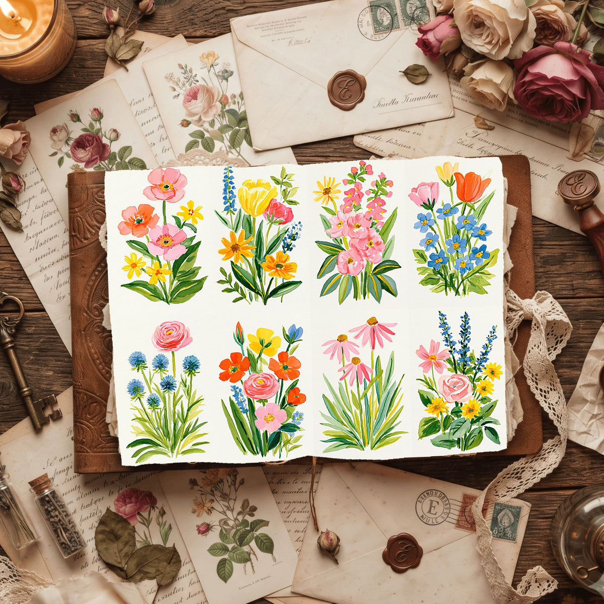 Watercolor Wildflower Botanical Illustration Set