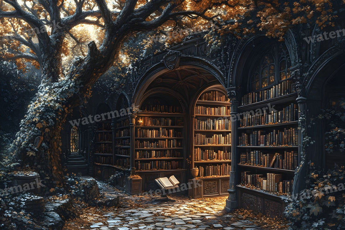 Whisper Library Forest digital photo backdrop for photo editing, preview 8