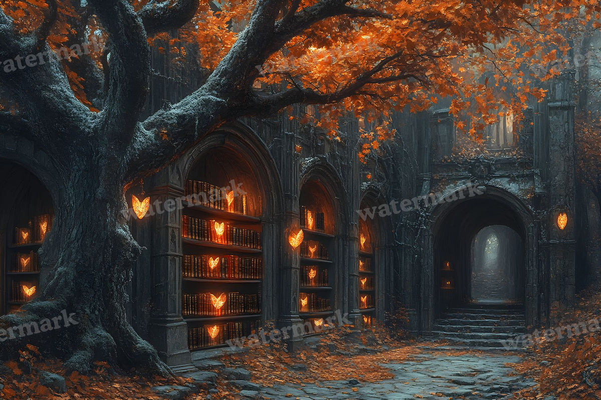 Whisper Library Forest digital photo backdrop for photo editing, preview 8