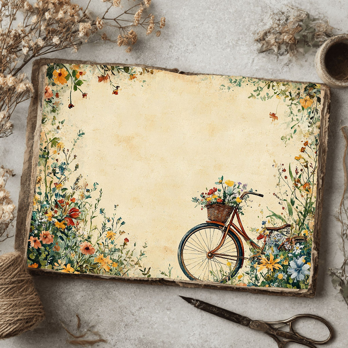 Wildflower Bicycle Basket Paper