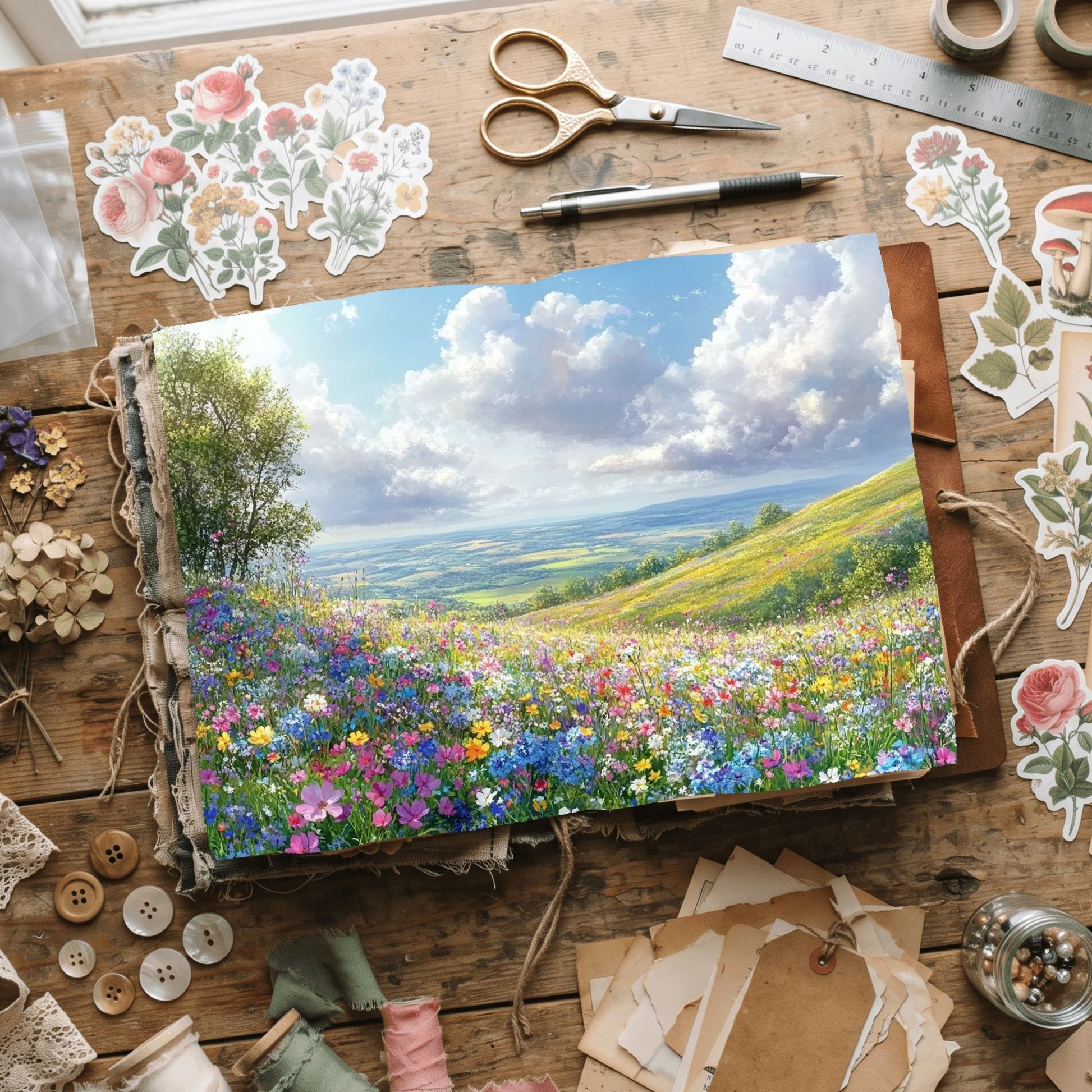Wildflower Hillside Writing Paper