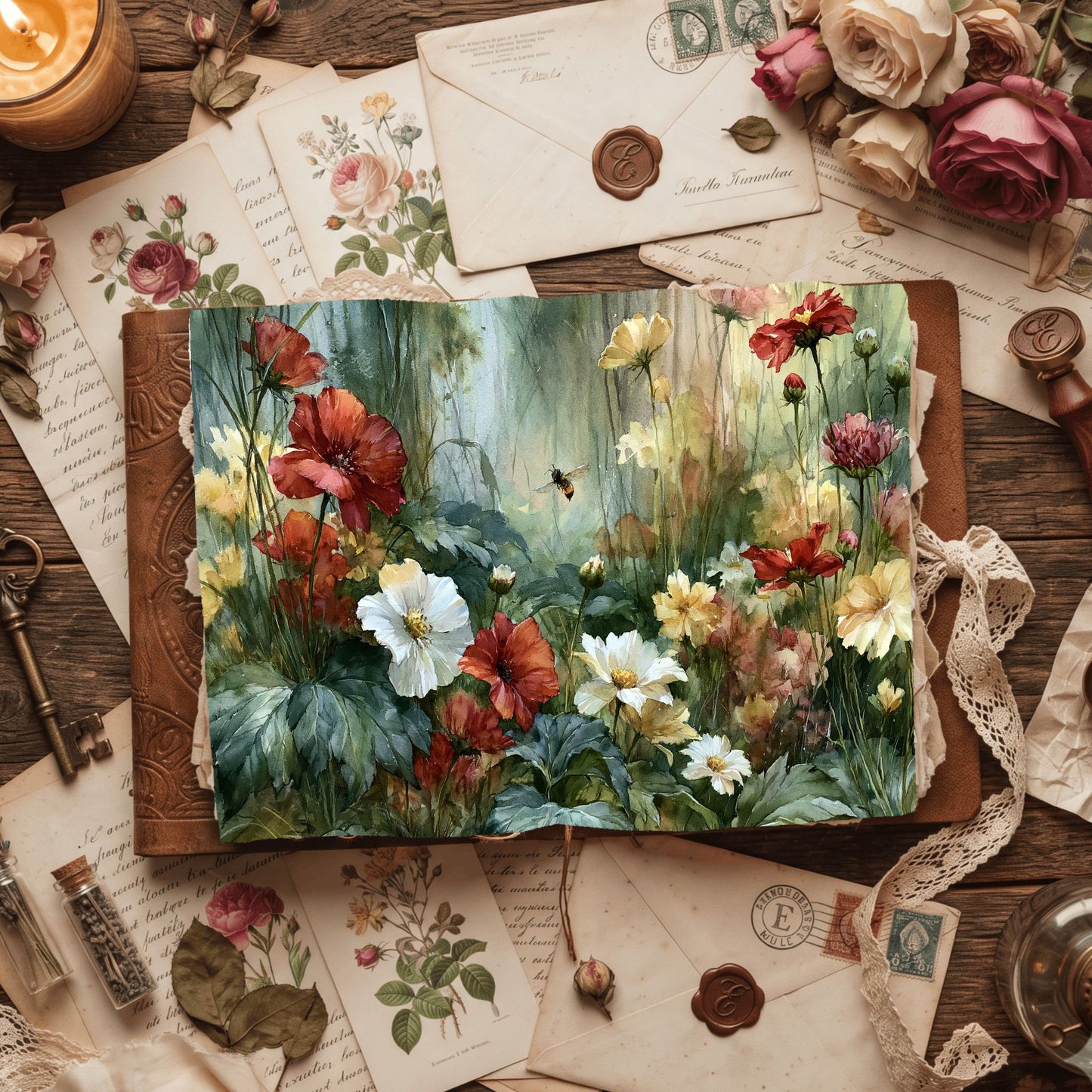 Wildflower Meadow With Honey Bee