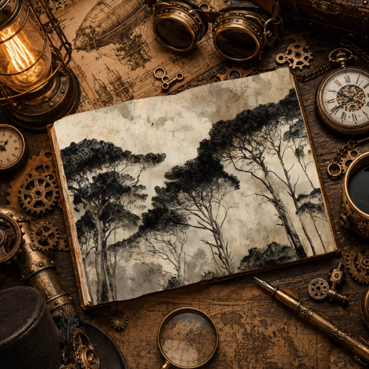 Ancient Forest Tall Trees Digital Papers