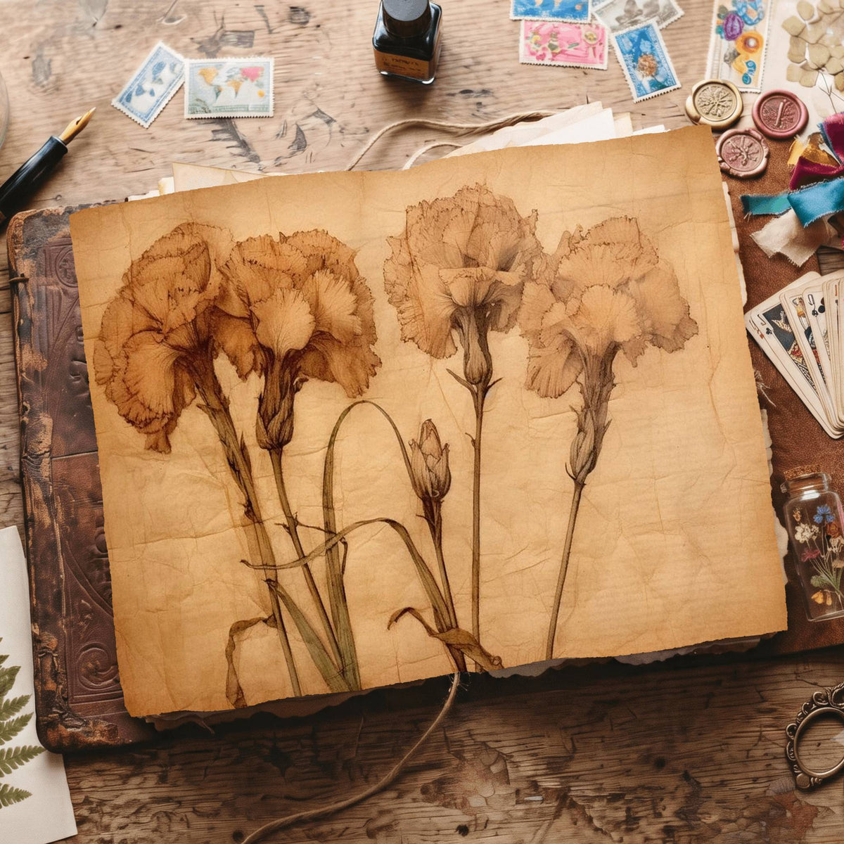 Autumn Carnations Digital Papers