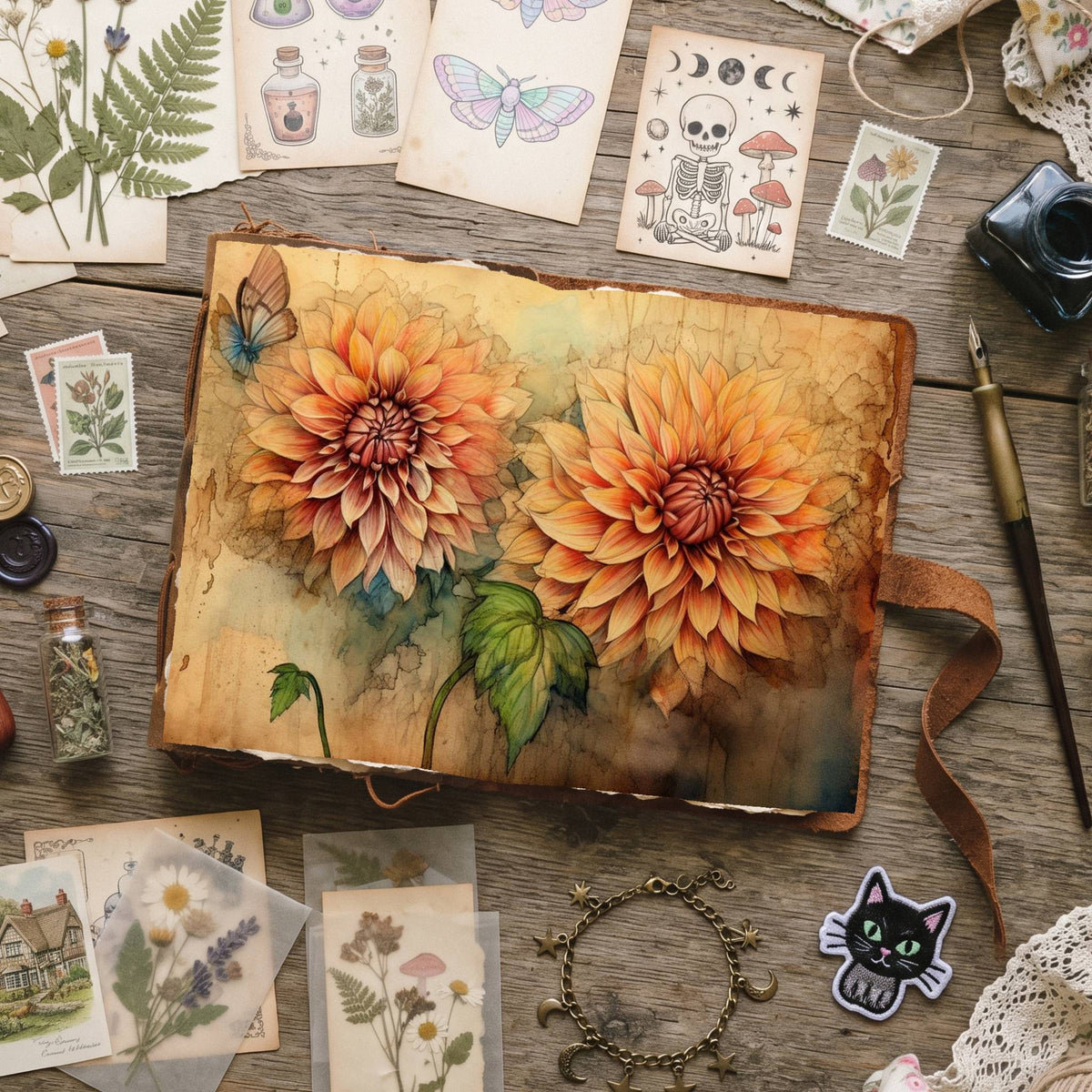 Autumn Dahlias Digital Papers