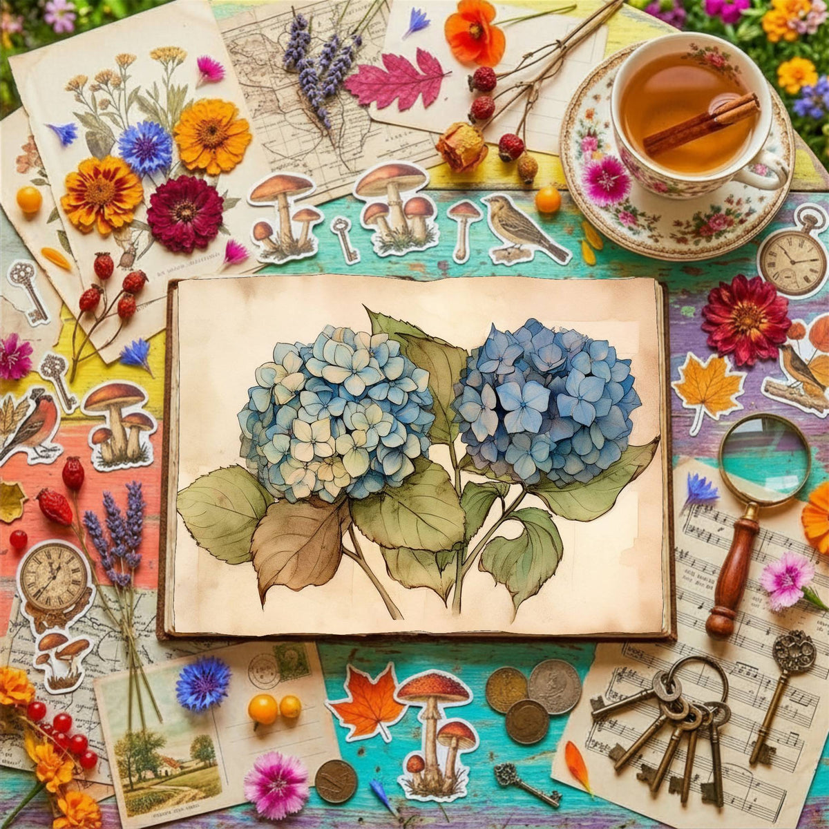 Autumn Hydrangea Digital Papers