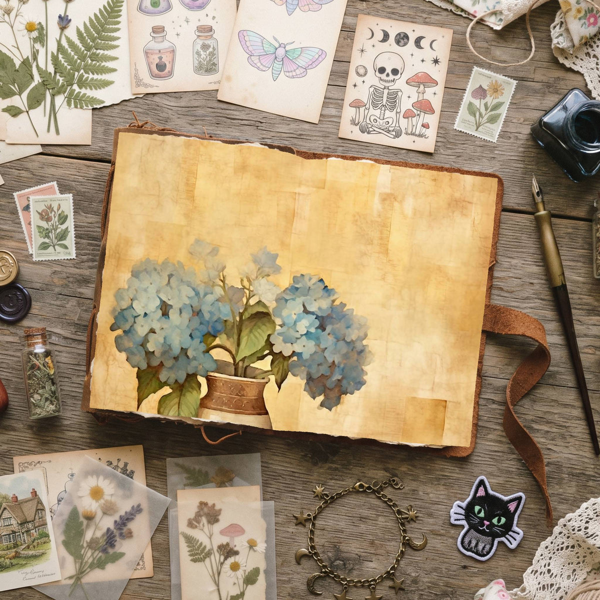 Blue Hydrangea Digital Papers