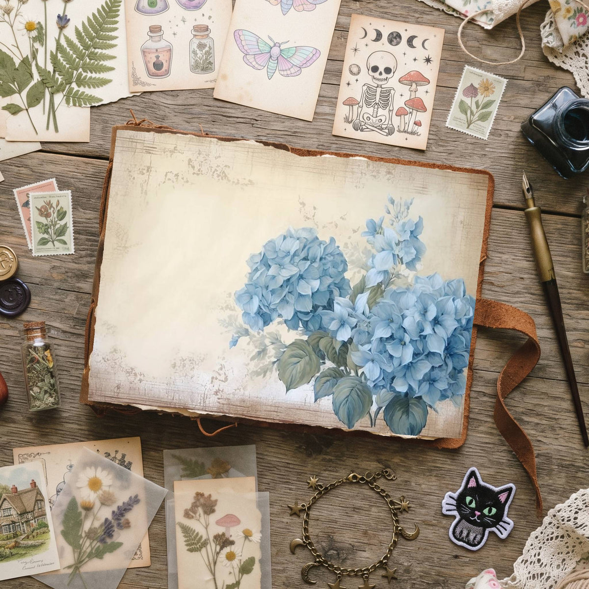 Blue Hydrangea Digital Papers