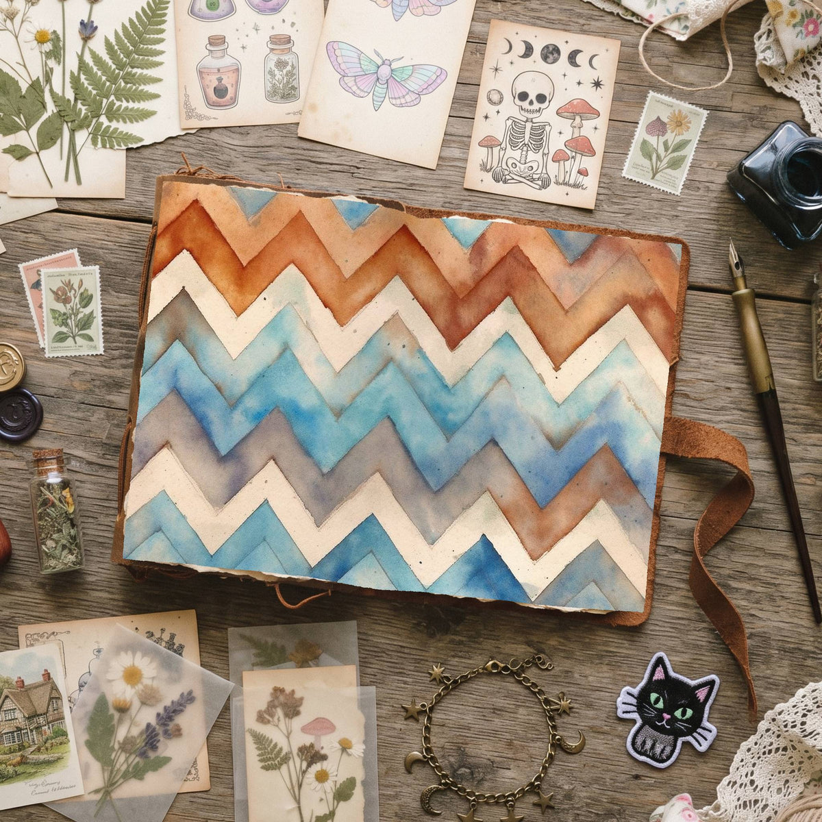 Blue Mixed Patterns Digital Papers
