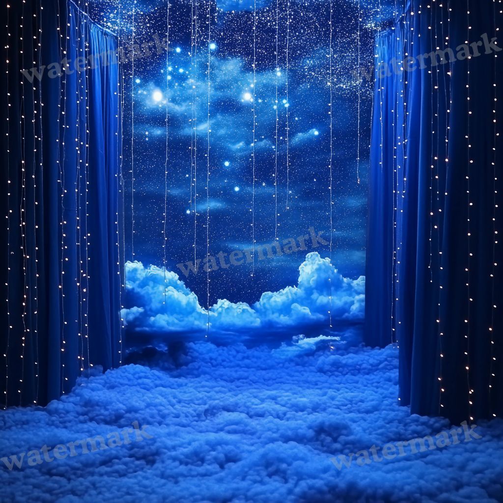 Blue Starry digital photo backdrop for photo editing, preview 7