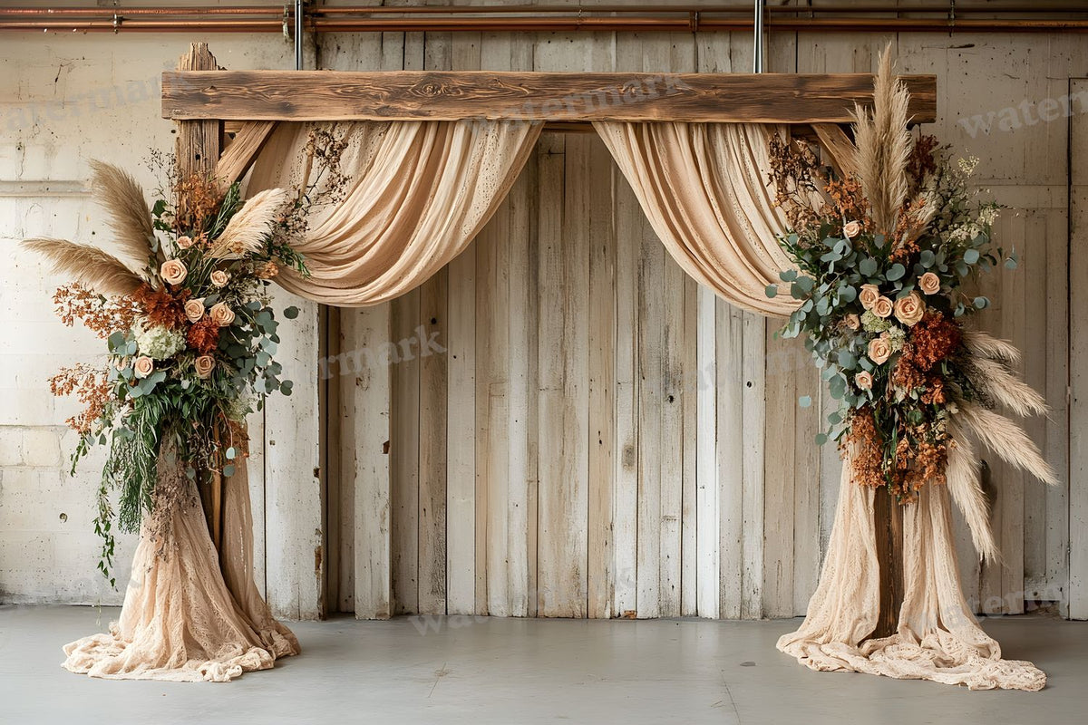 Boho Natural Wood Arch Backdrop Images