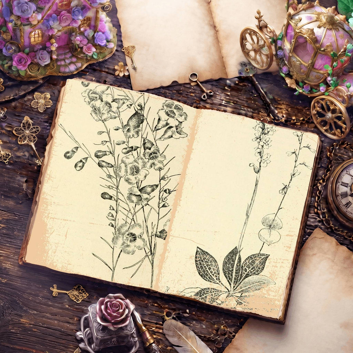 Botanical Sketches Digital Papers