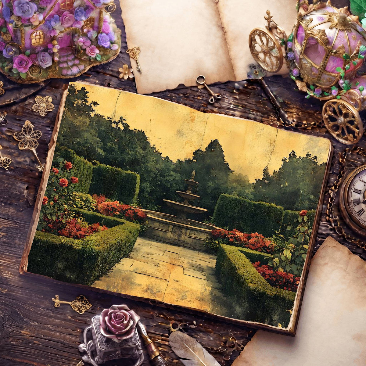 Botanical printable junk journal paper, page preview 9