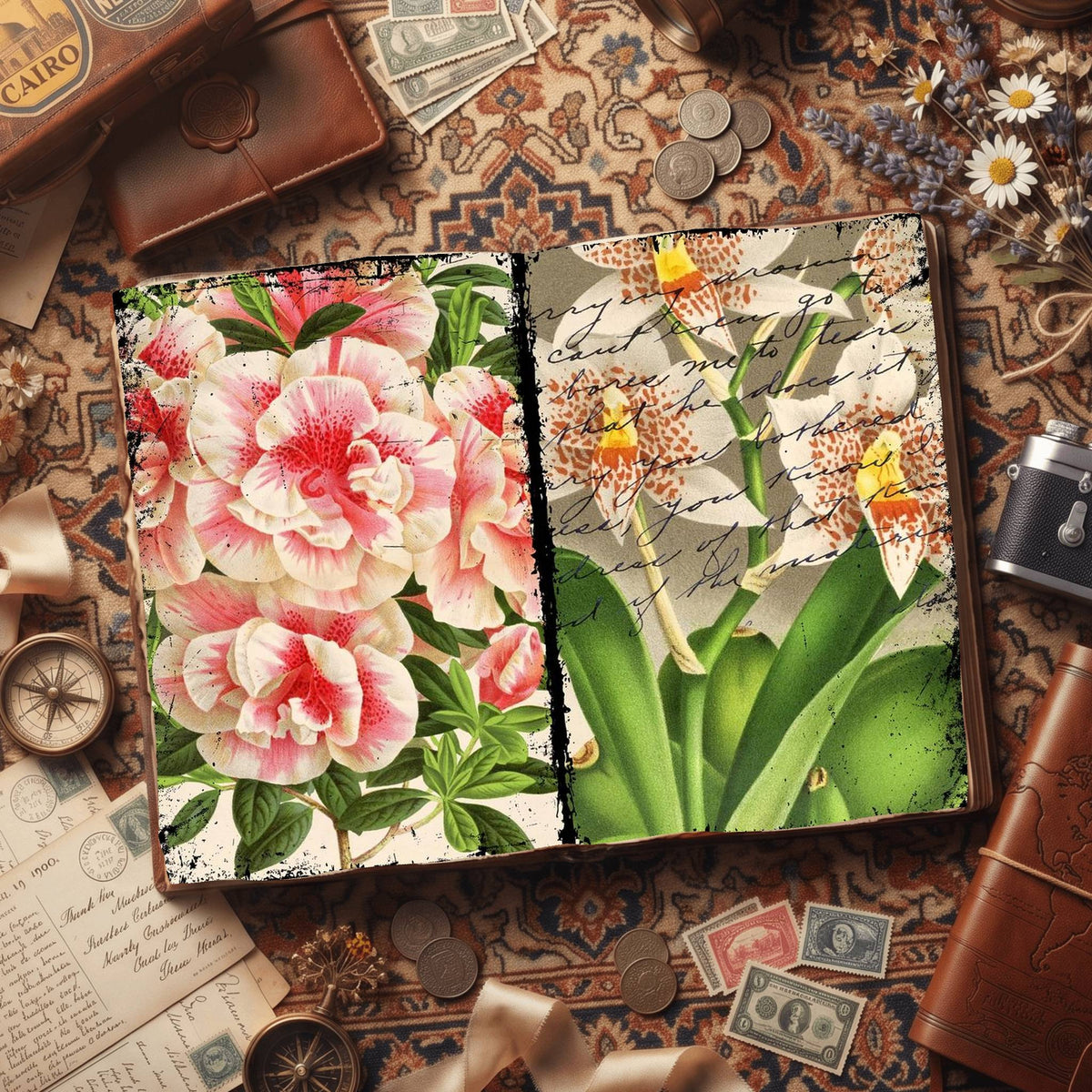 Botanical printable junk journal paper, page preview 9