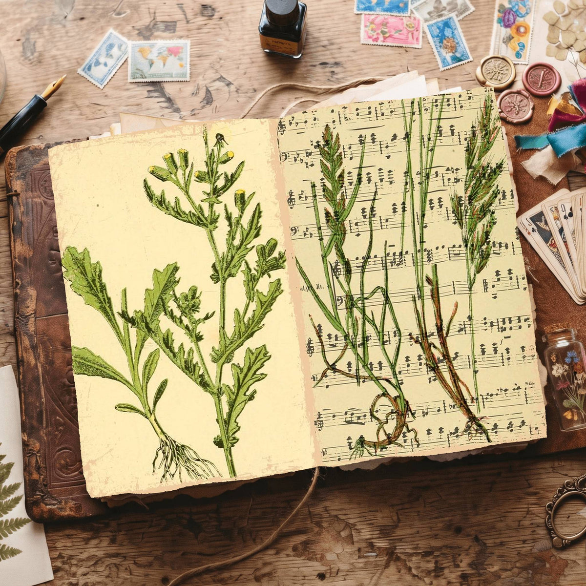 Botanical printable junk journal paper, page preview 9