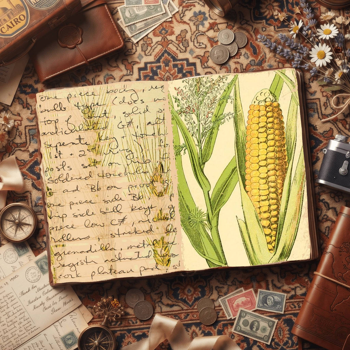Botanical printable junk journal paper, page preview 9