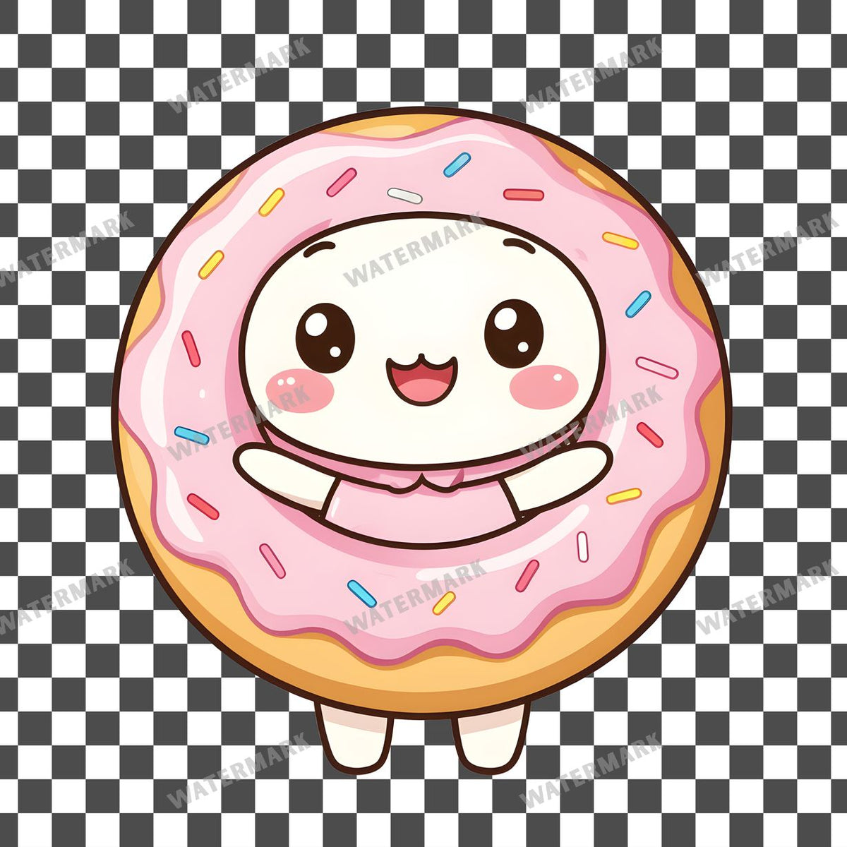 Chibi Donut Mascot clipart PNG on a transparent background, design 9