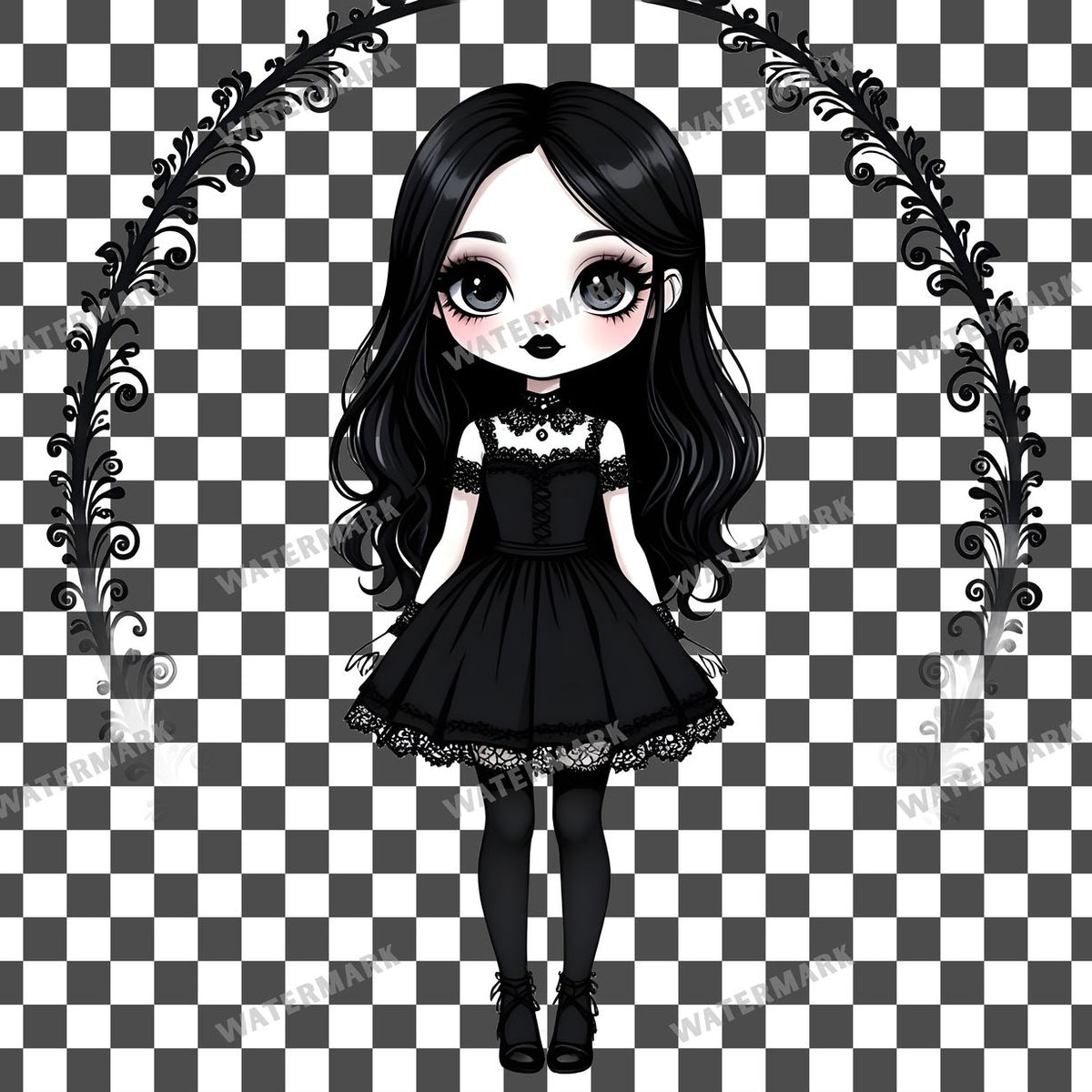 Chibi Goth Girl Clipart Pngs