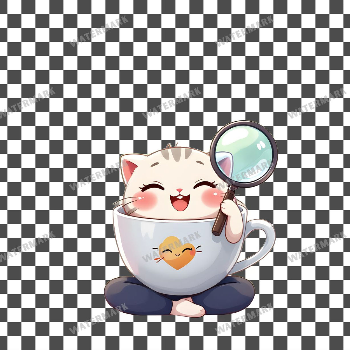 Chibi Singing Teacup clipart PNG on a transparent background, design 9