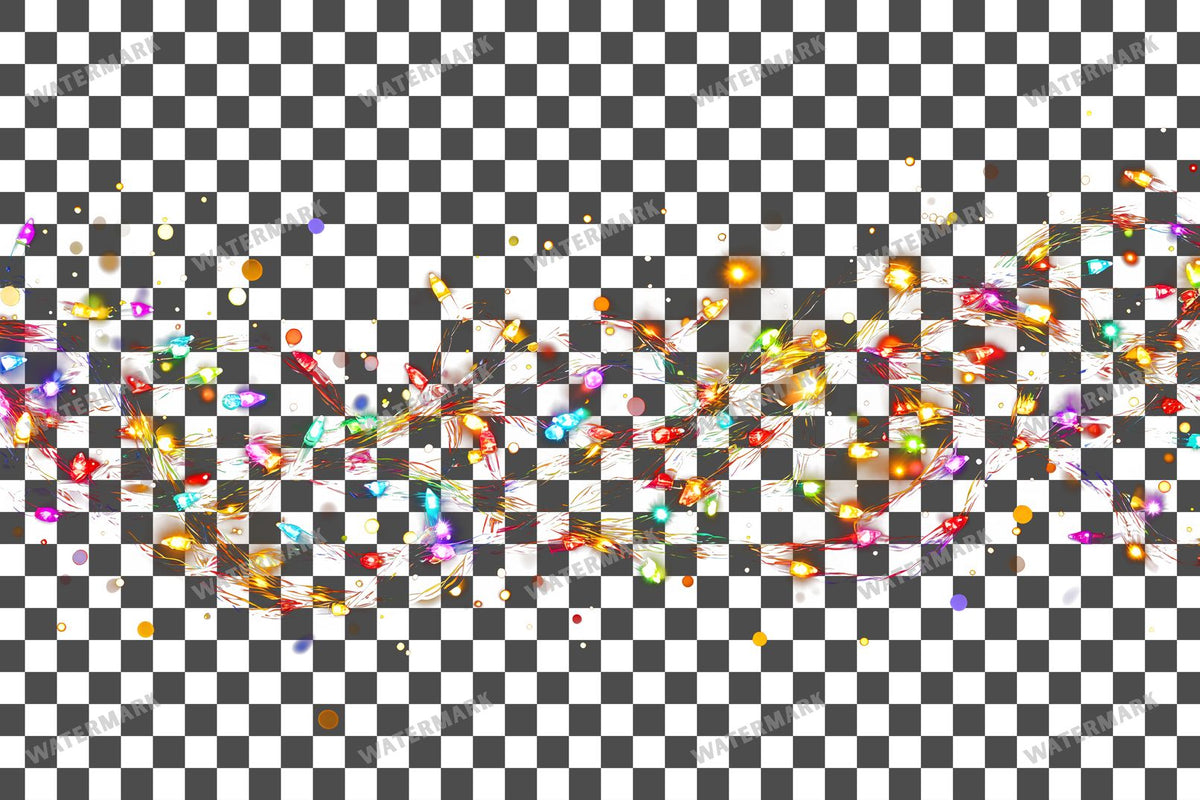Christmas Lights PNG overlay on a transparent checkered background, preview 9