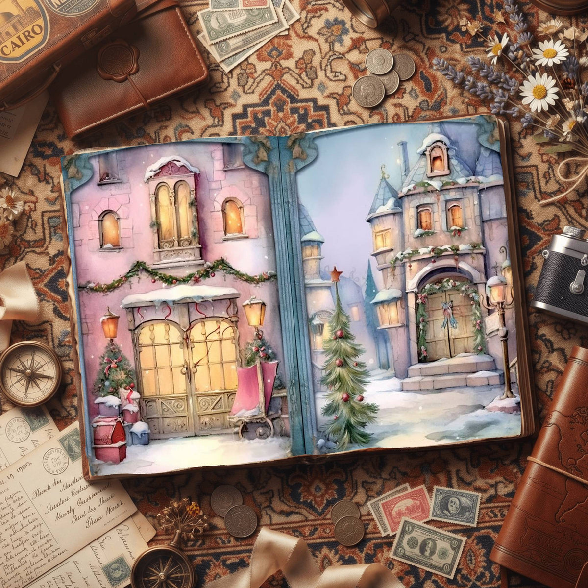 Christmas Pastel Rococo Digital Papers