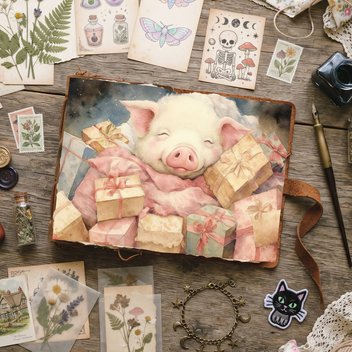 Christmas Piglets Digital Papers
