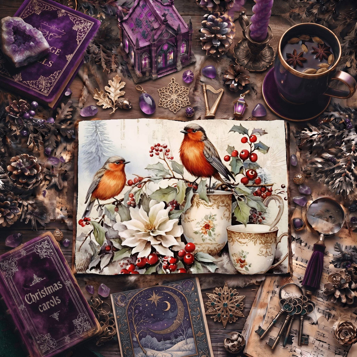 Christmas Robins Digital Papers