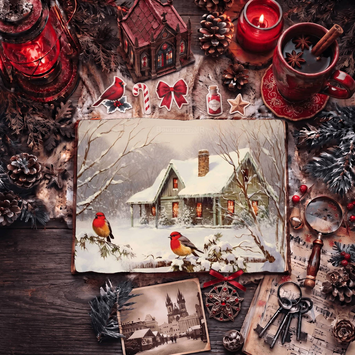 Christmas Robins Digital Papers
